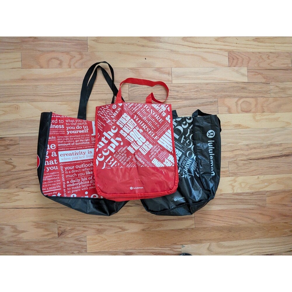 Lululemon Shopping Bags Large Lot of 3 Red White Black